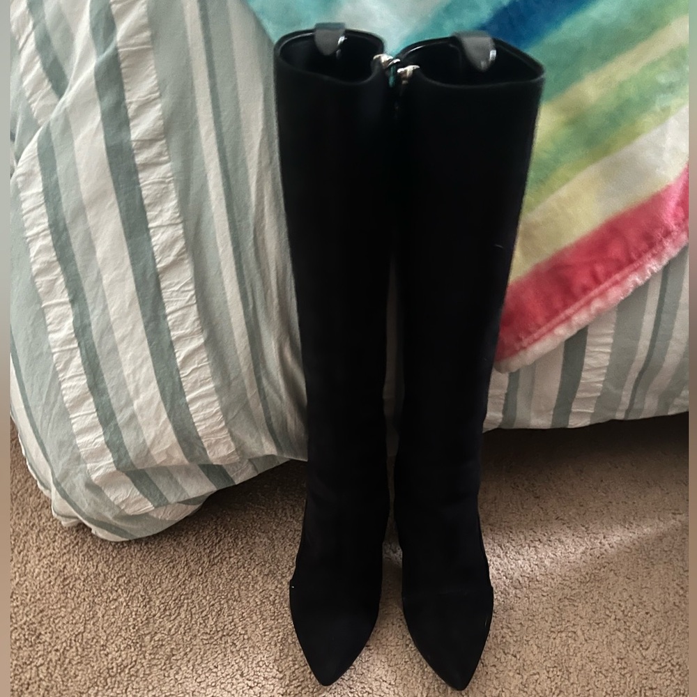 Louis Vuitton Black Suede heeled boots